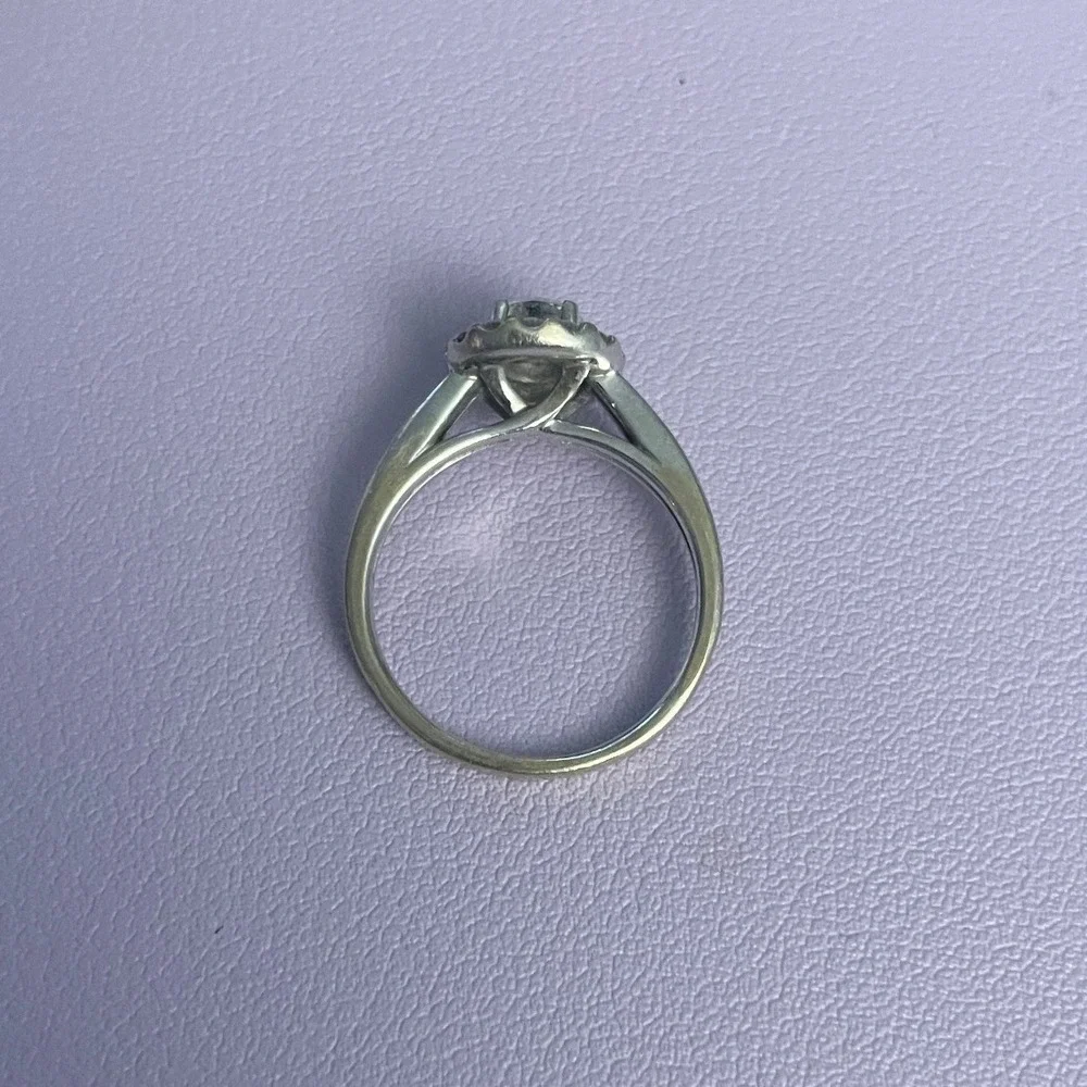 Tolkowsky 14k‎ White Gold Size 7 Diamond Halo Engagement Wedding Ring Elegant